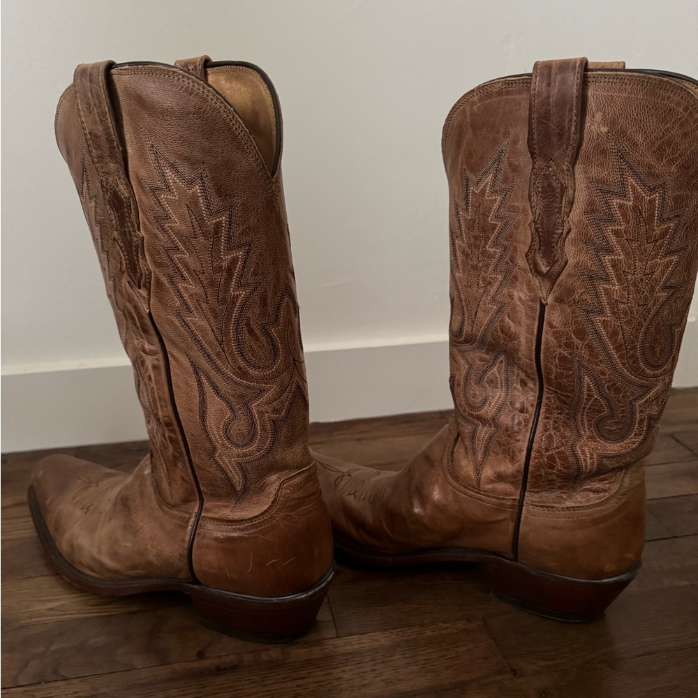 Lucchese Tan Leather Western Boots - Picture 4 of 6